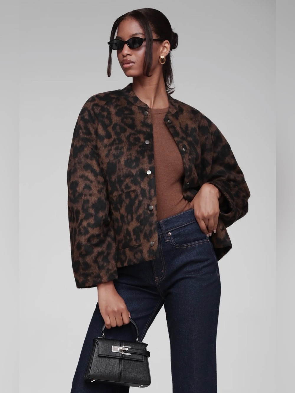 Bagatelle Leopard Fuzzy Bomber Jacket Oversized NWOT Size L